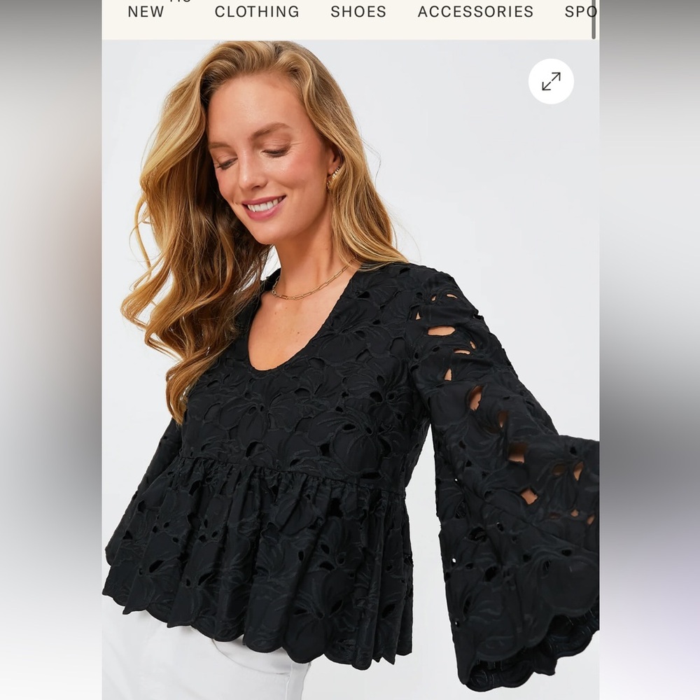 Tuckernuck black floral lace Sylvia blouse